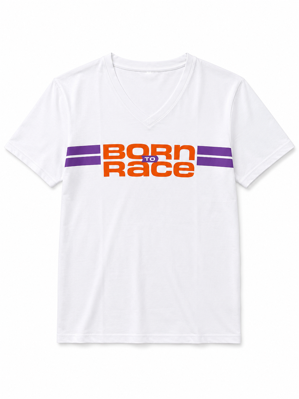 Born to Race V-Neck T-Shirt – White